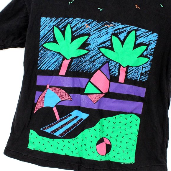 Vintage BJ Design Concepts T-Shirt Women's Black Short Sleeve Graphic One Size - Picture 4 of 10